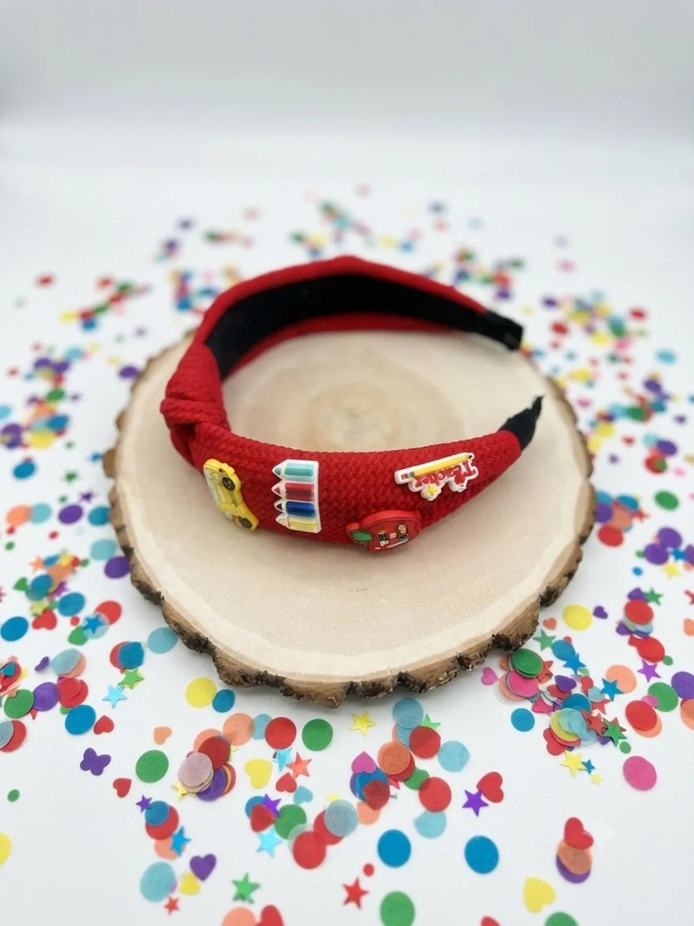 Handmade Red Back to School Knotted Headband Teacher Student Hair Accessory